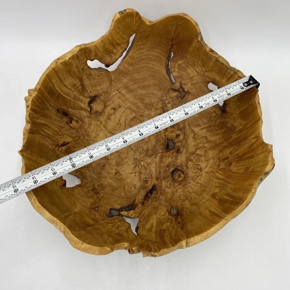 Maple Burl Wood Turned Natural Live Edge Bowl, Artist Signed V Leibrant 0152 Lg